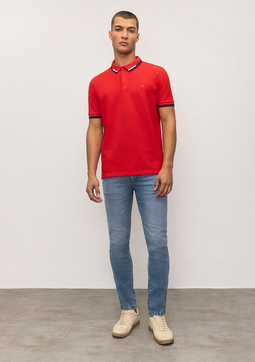 Calça Slim Cós Intermediário Bolso Relogio Jeans