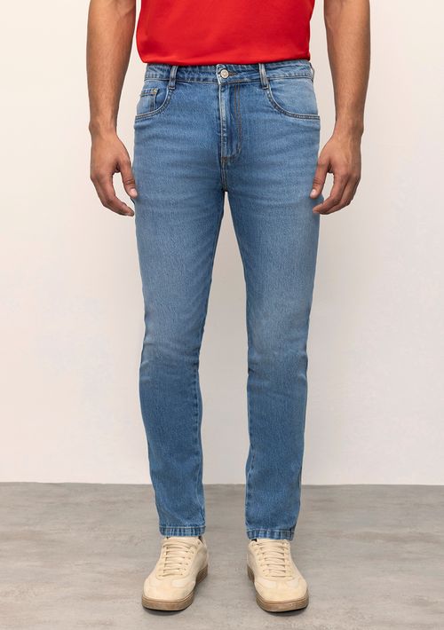 Calça Slim Cós Intermediário Bolso Relogio Jeans