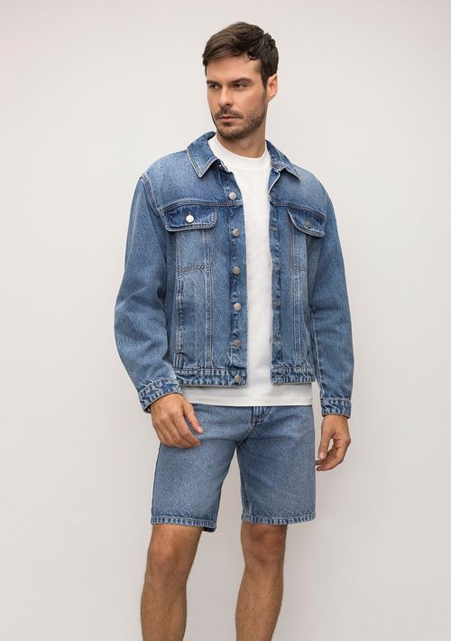 Bermuda Reta Bolso Relogio Jeans