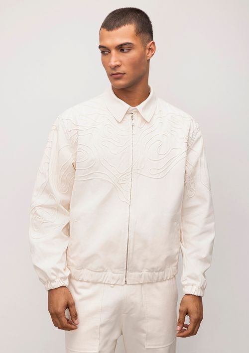 Jaqueta Over Bordado Industrial Off White