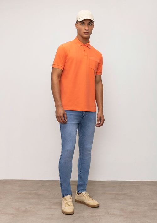 Calça Skinny Cós Baixo Detalhe Bolso Traseiro Jeans