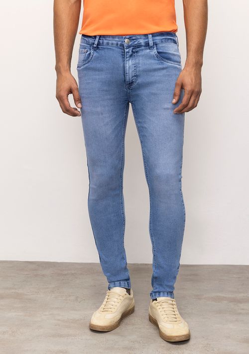 Calça Skinny Cós Baixo Detalhe Bolso Traseiro Jeans