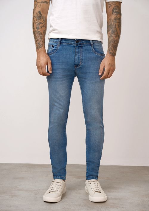 Calça Skinny Cós Baixo Bolso Relogio Jeans