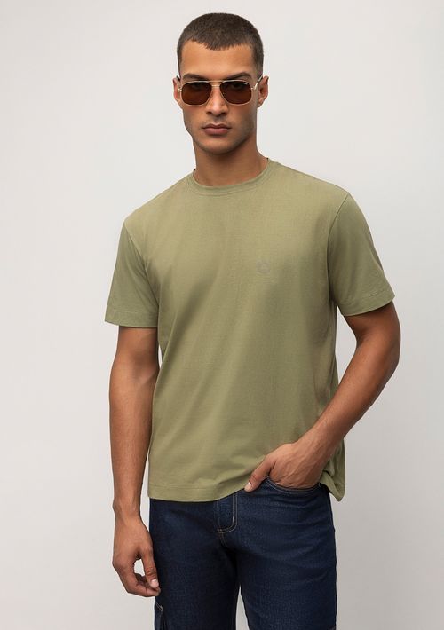 Camiseta Reta Careca Com Silk Logo Marca Verde