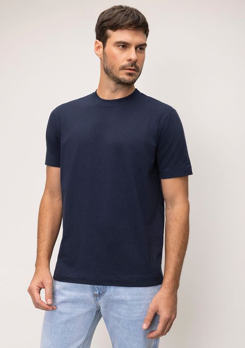 Camiseta Reta Careca Estampa Costas Azul Marinho