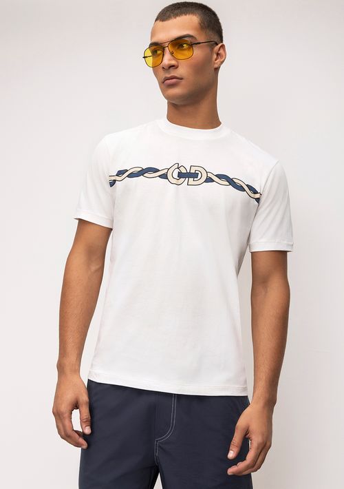 Camiseta Reta Careca Bordada Frente Logo Nautico Off White