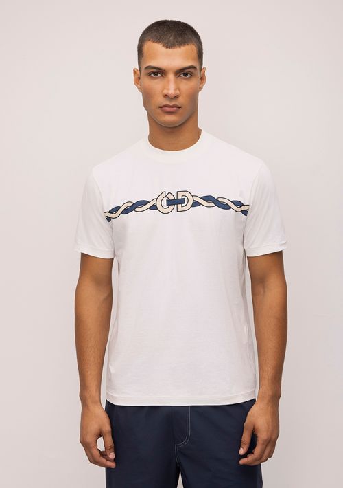 Camiseta Reta Careca Bordada Frente Logo Nautico Off White