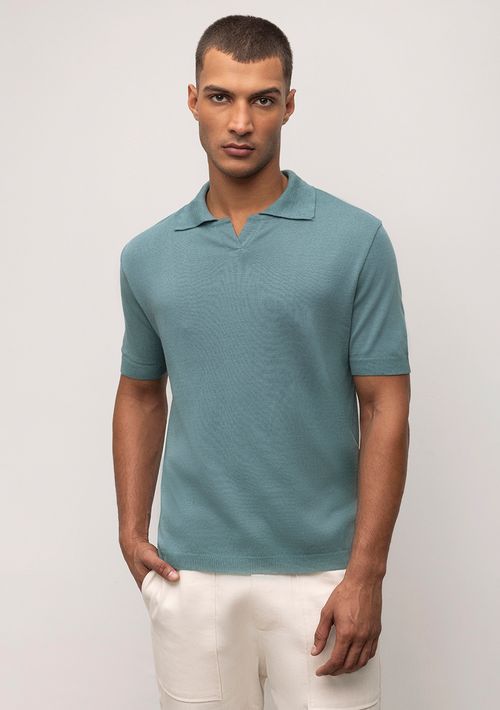 Blusa Gola Polo Manga Curta Tricot Verde