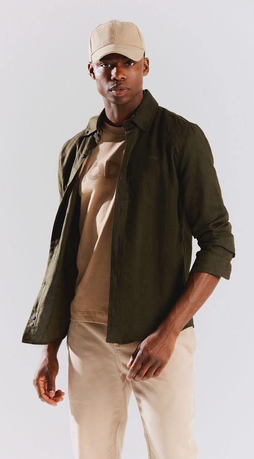 Camisa Manga Longa Com Bordado Verde