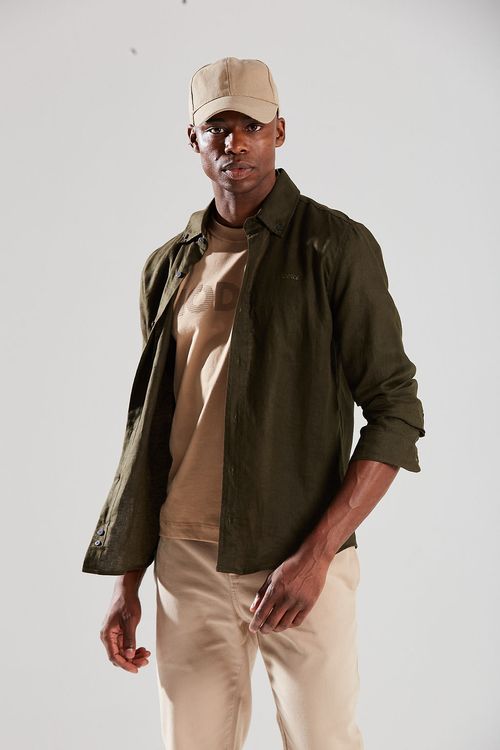 Camisa Manga Longa Com Bordado Verde