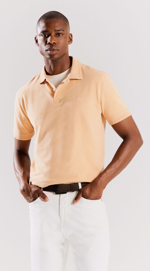 Camiseta Polo Gola Polo Detalhe Manga Bege