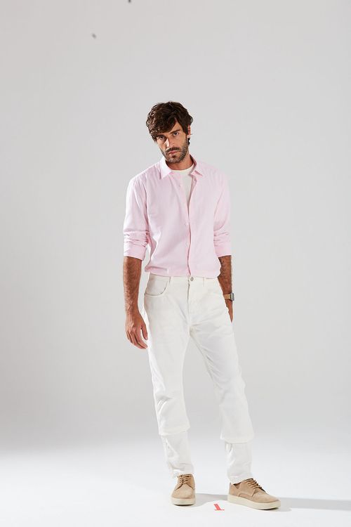 Calca Slim Cós Intermediário Bolso Relogio Off White