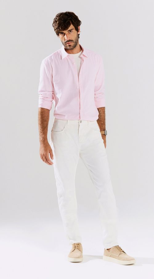 Calca Slim Cós Intermediário Bolso Relogio Off White