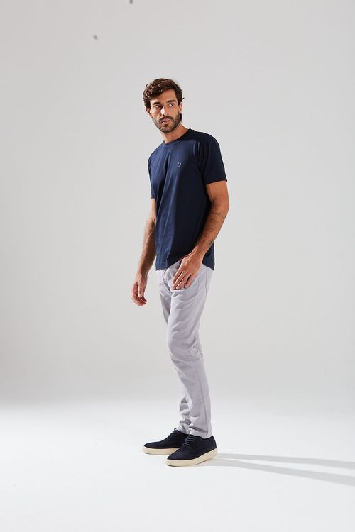 Calca Slim Cós Intermediário Bolso Relogio Cinza