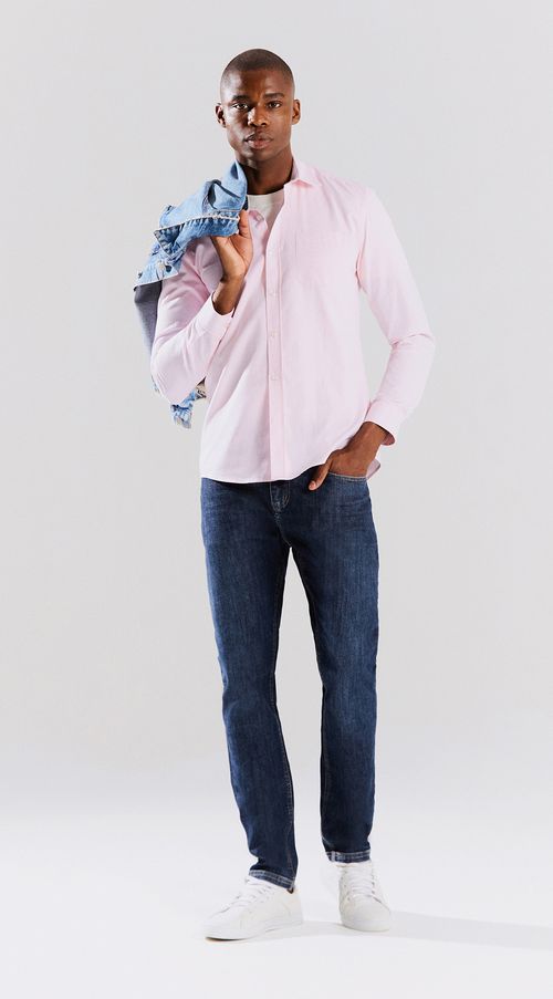 Calca Slim Cós Intermediário Bolso Relogio Jeans
