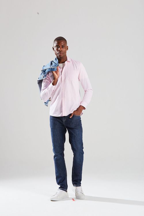 Calca Slim Cós Intermediário Bolso Relogio Jeans