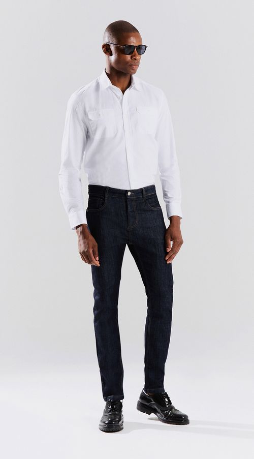 Calca Slim Cós Intermediário Bolso Relogio Jeans