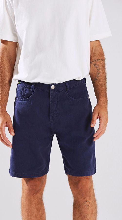 Bermuda Reta Bolso Relogio Azul Marinho