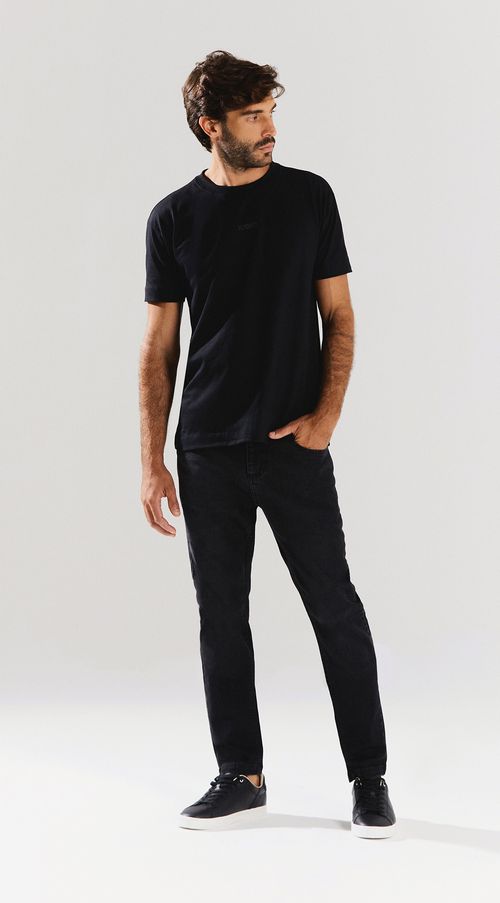 Calca Slim Cós Intermediário Bolso Relogio Preto