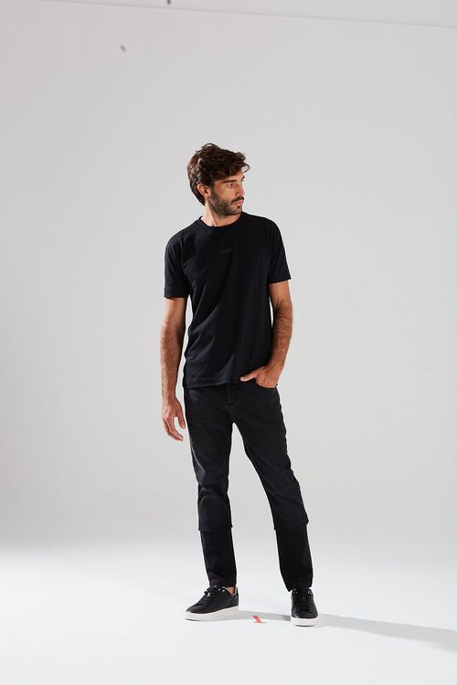 Calca Slim Cós Intermediário Bolso Relogio Preto