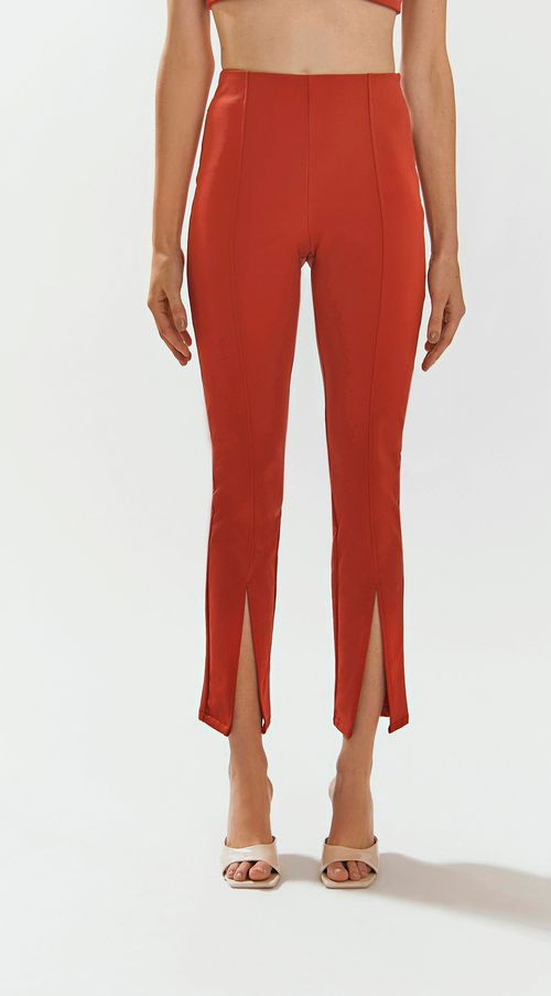 Calca Iódice Legging Cós Alto Com Recorte Laranja