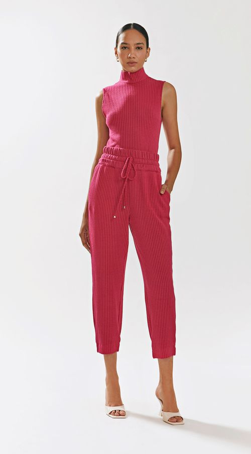 Calca Iódice Jogger Cós Alto Com Amarração Rosa