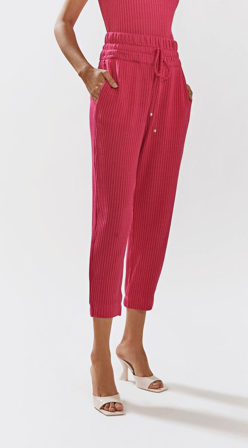 Calca Iódice Jogger Cós Alto Com Amarração Rosa