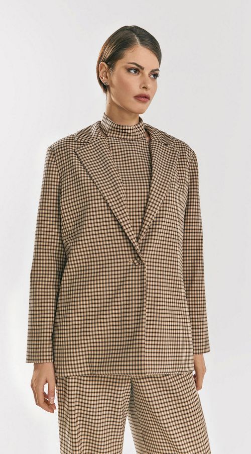 Blazer Iódice Detalhe Botão Marrom