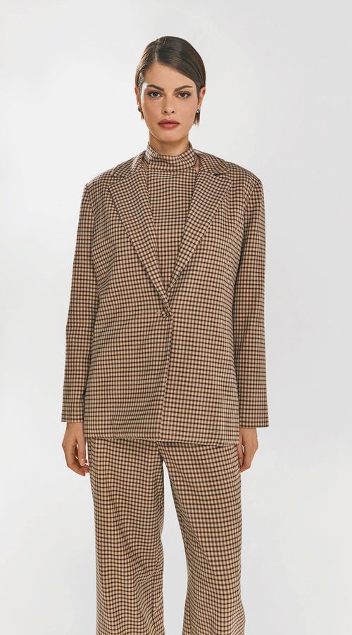 Blazer Iódice Detalhe Botão Marrom