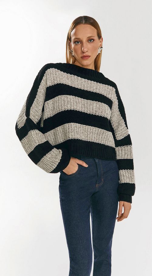 Blusa Iódice Gola Alta Manga Longa Básica Preto
