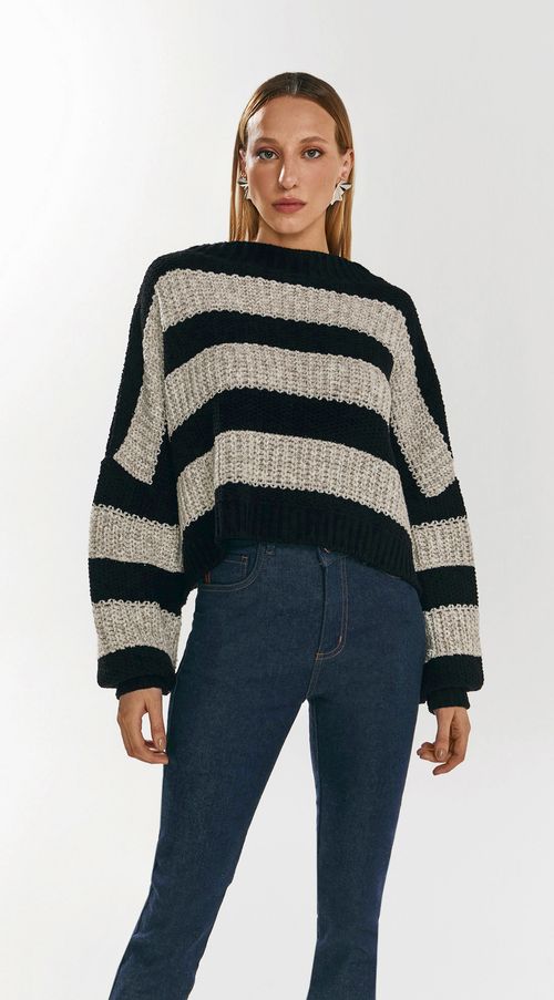 Blusa Iódice Gola Alta Manga Longa Básica Preto