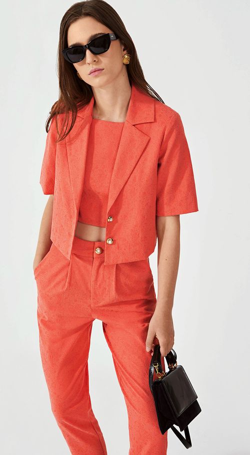 Blazer Iódice Detalhe Botão Laranja