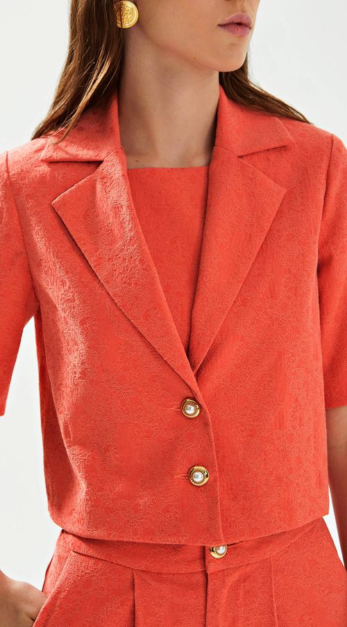 Blazer Iódice Detalhe Botão Laranja