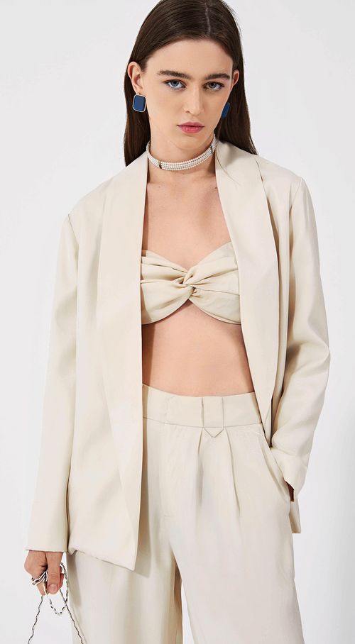 Top Iódice Justo Alça Com Pregas Off White