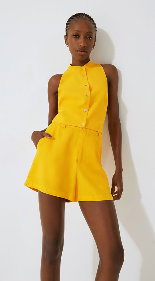 Shorts Iódice Reto Bolso Faca Amarelo