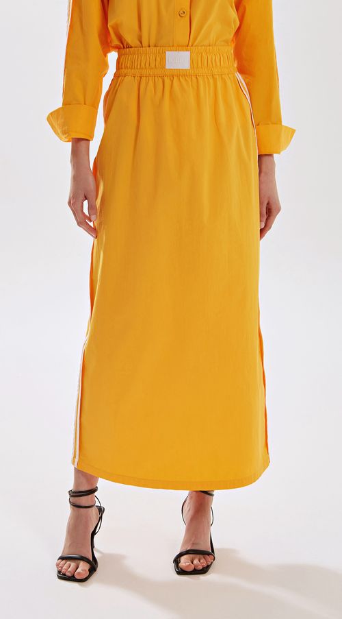 Saia Iódice Longa Reta Detalhe Lateral Amarelo