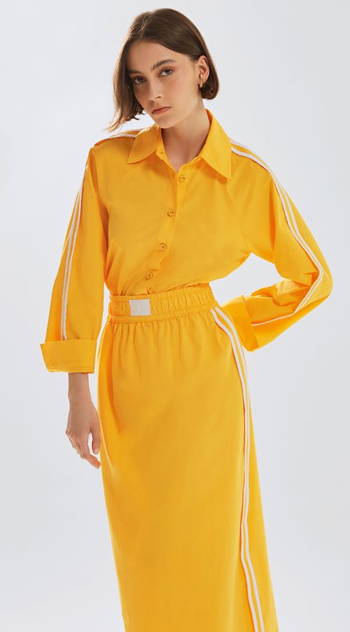 Camisa Iódice Manga Longa Detalhe Viés Amarelo
