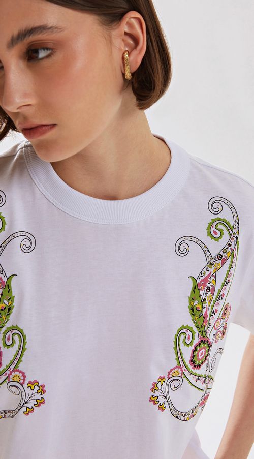 T-Shirt Iódice Gola Redonda Com Silk Branco
