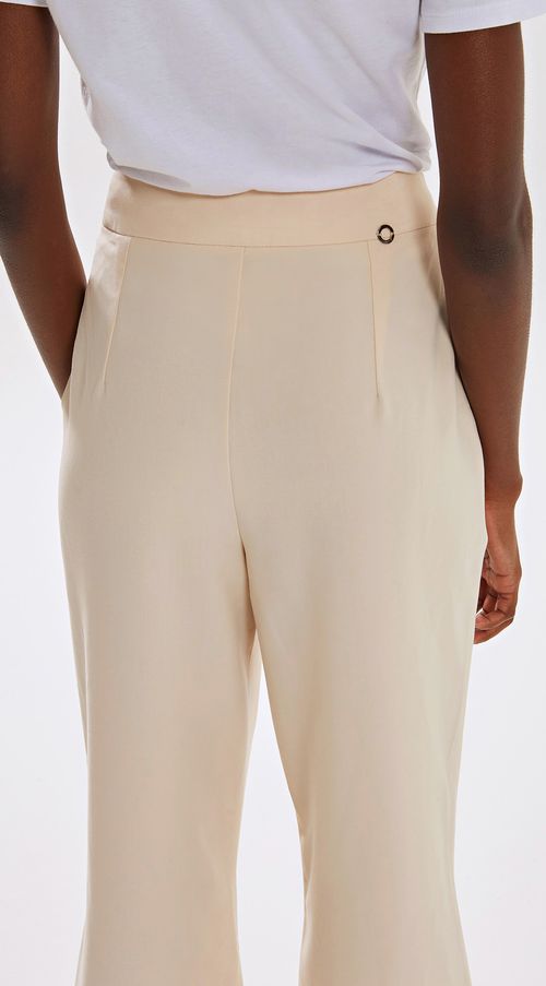 Calca Iódice Flare Cós Alto Alfaiataria Bege