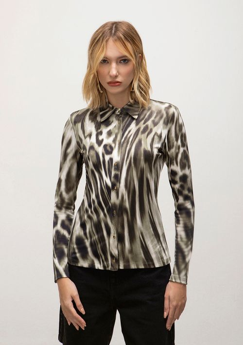 Camisa Iódice Manga Longa Com Botões Verde