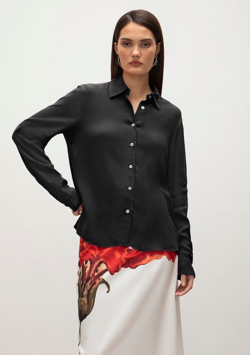 Camisa Iódice Manga Longa Com Botões Preto
