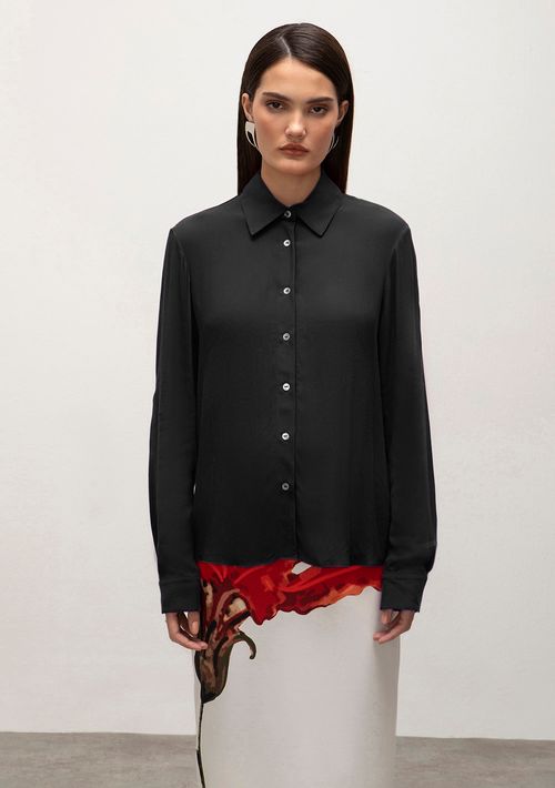 Camisa Iódice Manga Longa Com Botões Preto