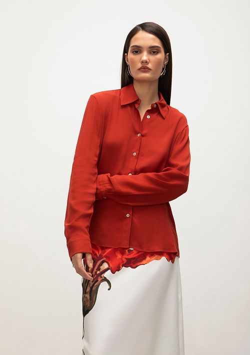Camisa Iódice Manga Longa Com Botões Vermelho