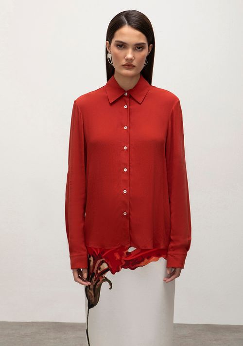 Camisa Iódice Manga Longa Com Botões Vermelho