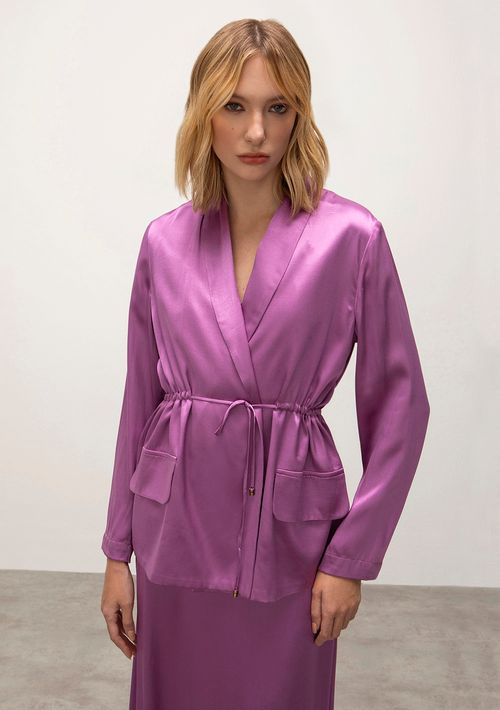 Blazer Iódice Alongado Com Amarração Roxo
