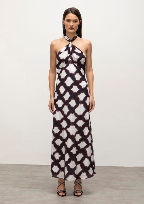 Vestido Iódice Longo Frente Única Torção Frente Roxo