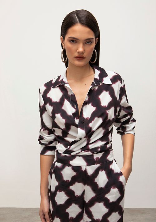 Camisa Iódice Manga Longa Com Botões Roxo
