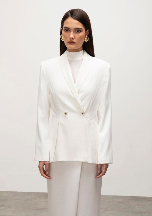 Blazer Iódice Com Botão Com Recorte Off White