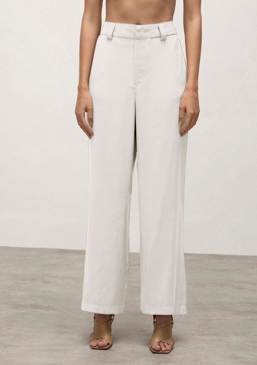 Calca Iódice Reta Cós Alto Detalhe Passante Off White