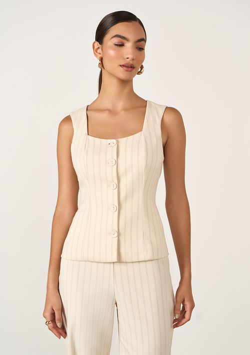 Colete Iódice Ajustado Detalhe Botão Off White
